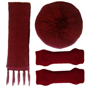 ست کلاه و شال گردن و دستکش بافتنی مدل  فرانسوی کد BQ