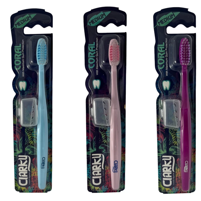مسواک کلارکی مدل Coral با برس متوسط مجموعه 3 عددی