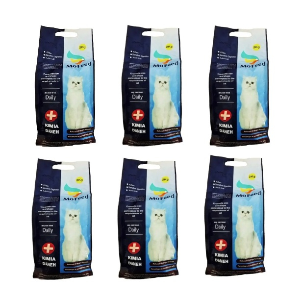 غذا خشک گربه بالغ مفید مدل دیلی پلاس طعم مرغ وزن 2000 گرم مجموعه 6 عددی