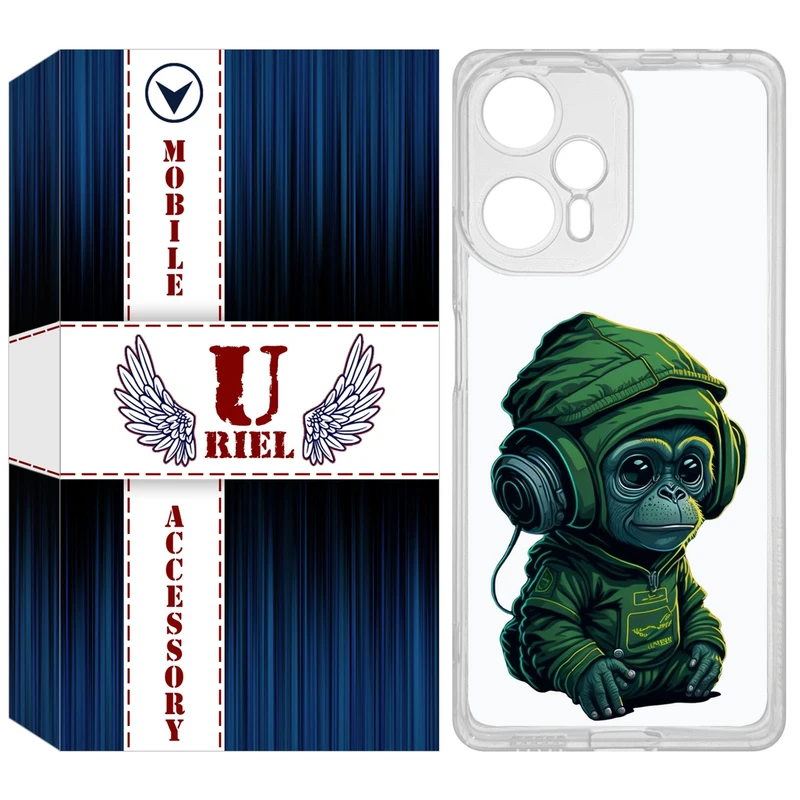 کاور یوریل مدل Clear کد 45 طرح میمون سبز مناسب برای گوشی موبایل شیائومی Poco F5