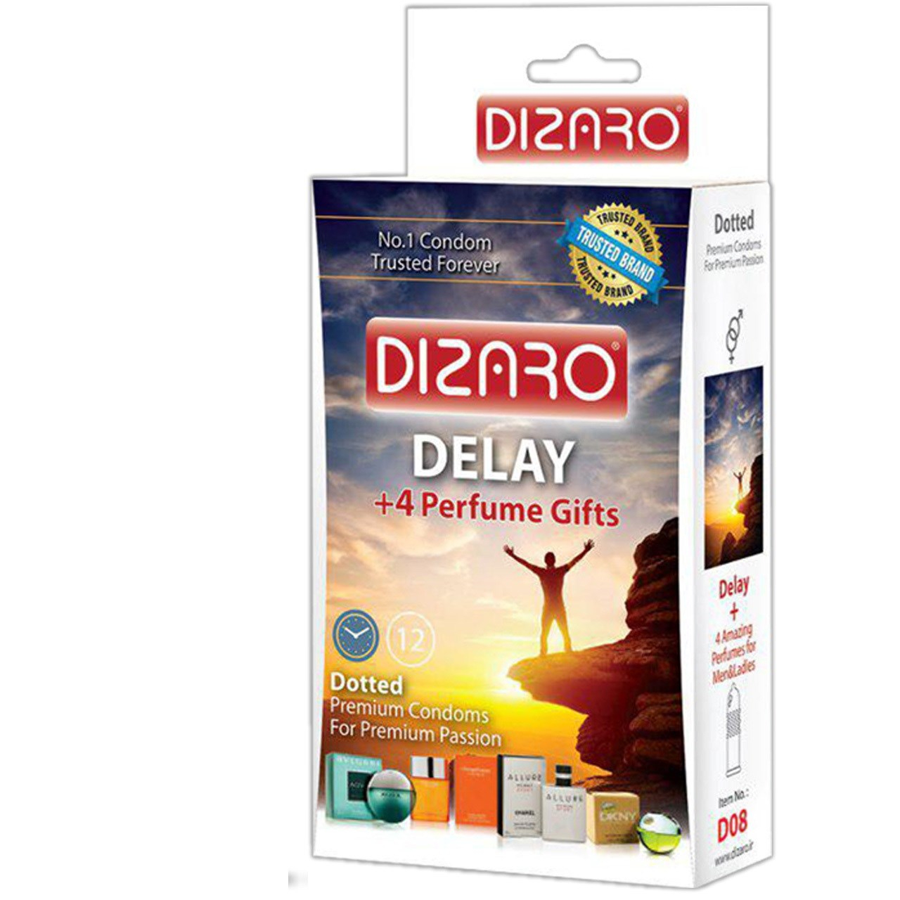 کاندوم دیزارو مدل DOTTED DELAY 4 PERFIUME GIFS کد D08 بسته 12 عددی