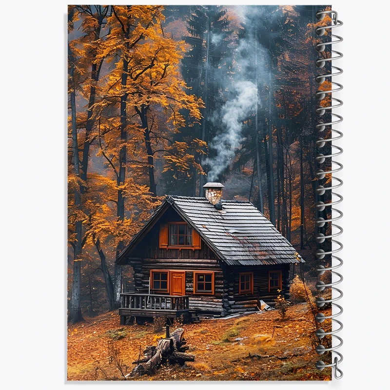 دفتر مشق 50 برگ خندالو طرح کلبه ی پاییزی کد F7363