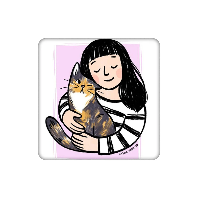 زیرلیوانی طرح گربه چشمک زن و دختر کد 7169408