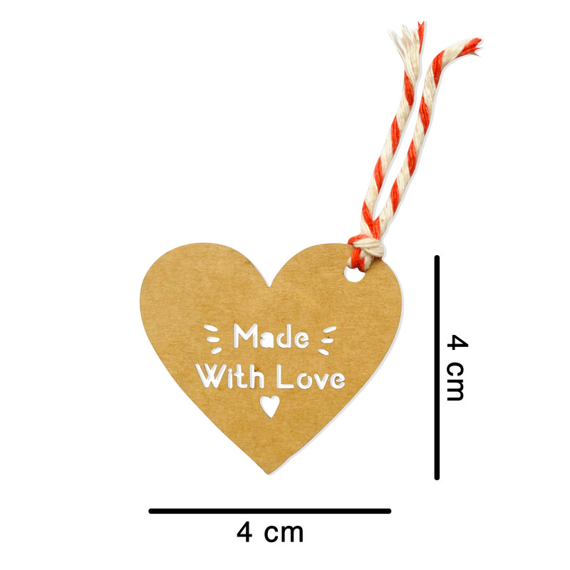 ابزار کادویی مدل گیفت تگ طرح قلب Made with love مجموعه 10 عددی