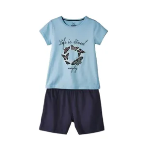 ست تی شرت آستین کوتاه و شلوارک دخترانه لوپیلو مدل پروانه rosh  lu293766