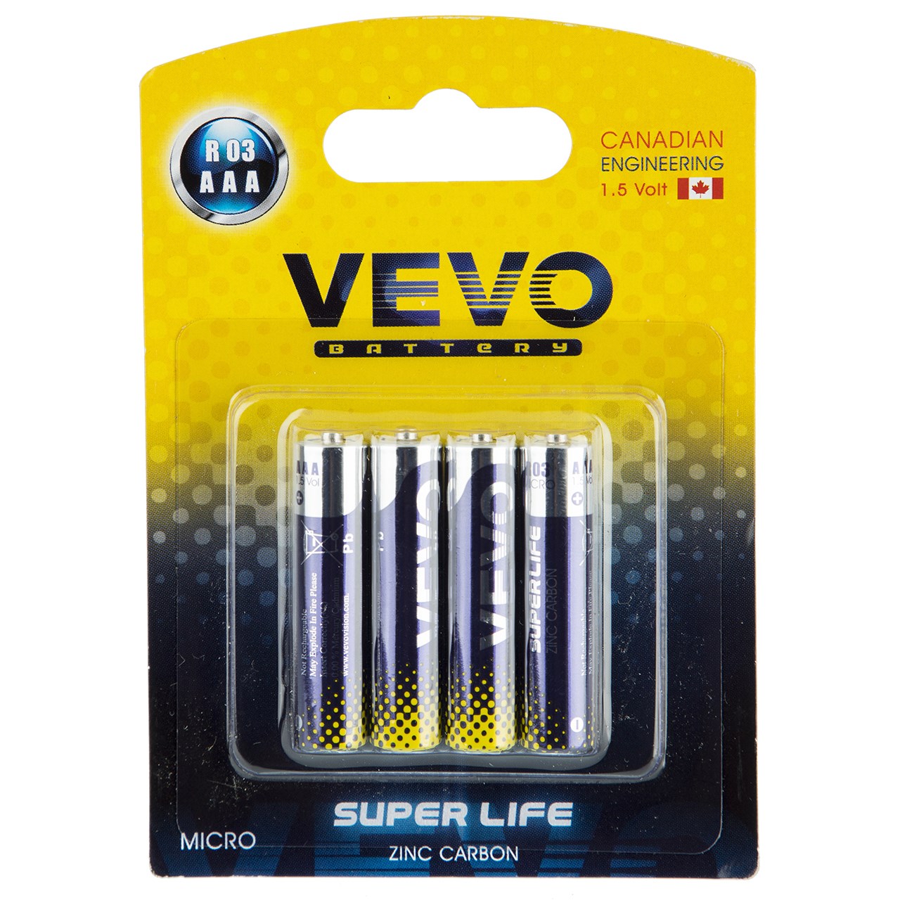 باتری نیم قلمی ویوو مدل Super Life R03 بسته 4 عددی
