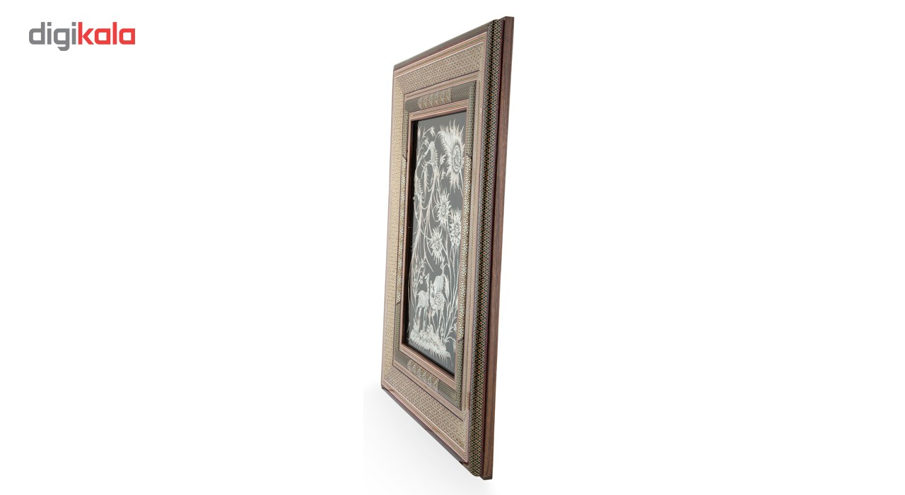 تابلو خاتم کاری اثر خادم ملت طرح قلمزنی گل و مرغ