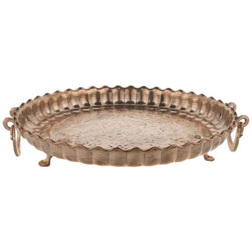 میوه خوری مسی آزین مس مدل سه پایه طرح برجسته سایز 4