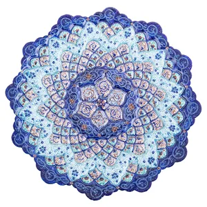 بشقاب مسی میناکاری شده اثر سلطانی طرح 30 قطر 25 سانتی متر