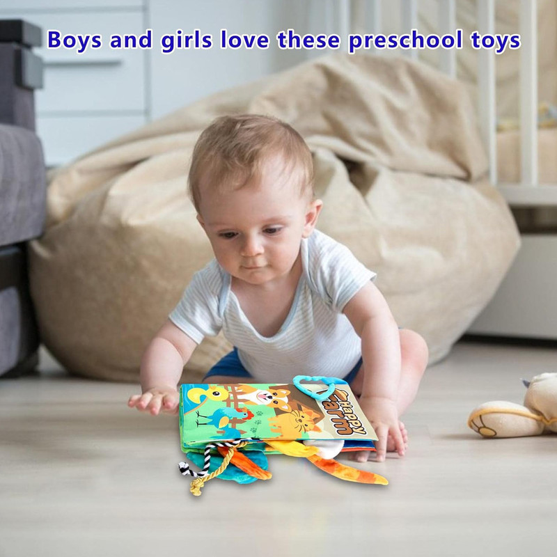 بازی آموزشی سمید مدل کتاب پارچه ای دست ورزی دم دار طرح مزرعه حیوانات اهلی