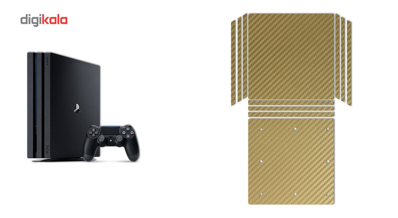 برچسب ماهوت مدلGold Carbon-fiber Texture مناسب برای کنسول بازی PS4 Pro