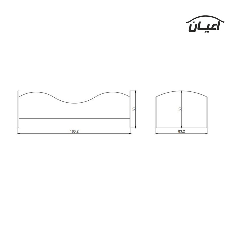 تخت خواب یکنفره اعیان مدل FH371 سایز 80x180 سانتی متر