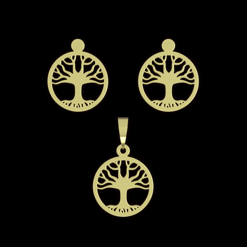 نیم ست طلا 18 عیار زنانه مدوپد مدل درخت کد NA11199