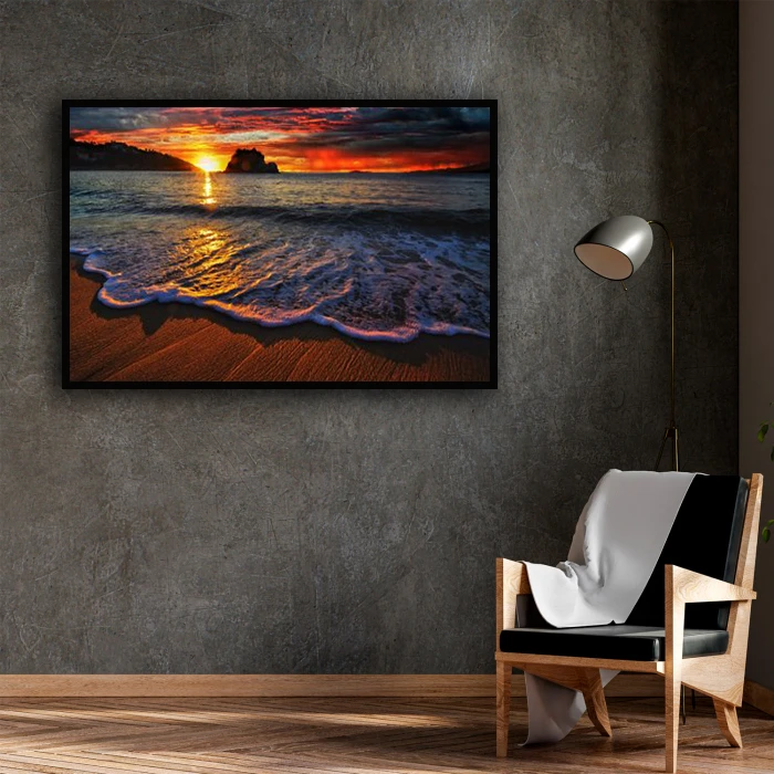 تابلو نوری بکلیت طرح منظره غروب دریا مدل B-D1439