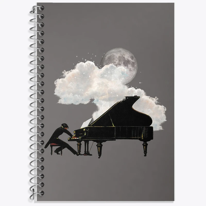 دفتر زبان 50 برگ خندالو مدل سه خط طرح پیانو کد F2794