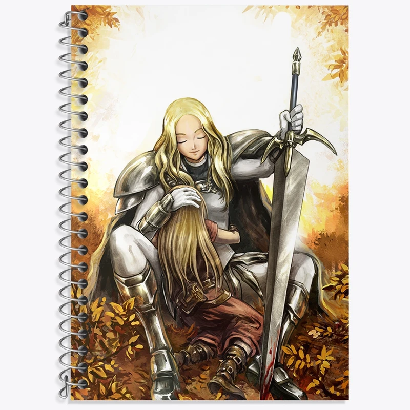 دفتر زبان 50 برگ خندالو مدل دو خط طرح ترسا و کلر انیمه کلیمور کد 33499