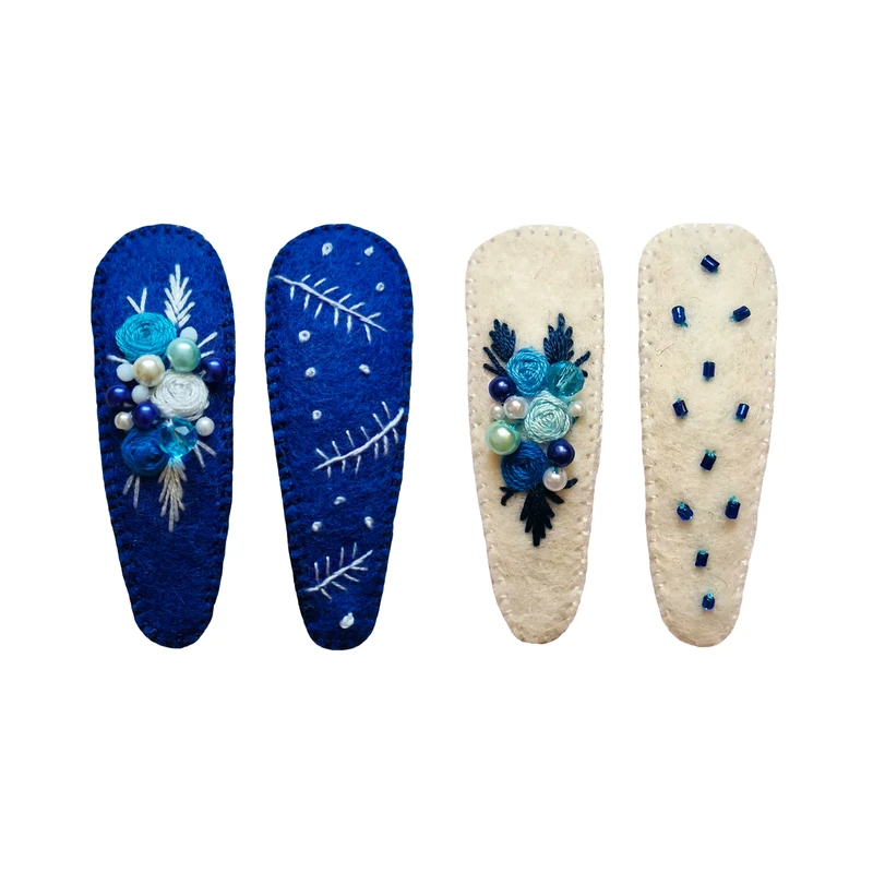 گیره مو زنانه مدل جواهردوزی و گلدوزی شده بسته چهار عددی