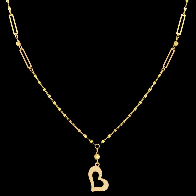 گردنبند طلا 18 عیار زنانه با زنجیر مینیمال طلای مستجابی مدل قلب هرمس T1433 کد 125