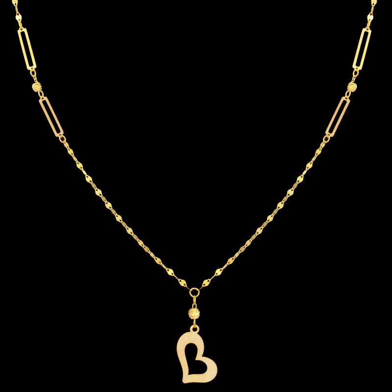 گردنبند طلا 18 عیار زنانه با زنجیر مینیمال طلای مستجابی مدل قلب هرمس T1433 کد 125