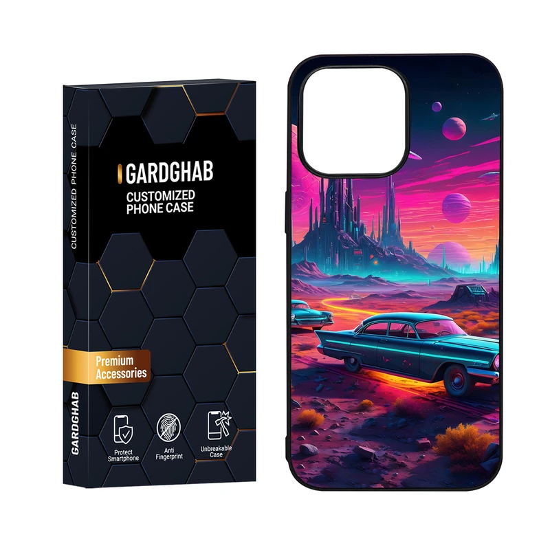 کاور گارد قاب مدل دور ژله ای پشت گلس هنری مناسب برای گوشی موبایل اپل iPhone 15 Pro Max