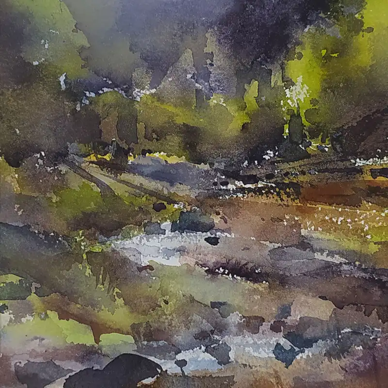 نقاشی آبرنگ طرح کوهستان کد 12