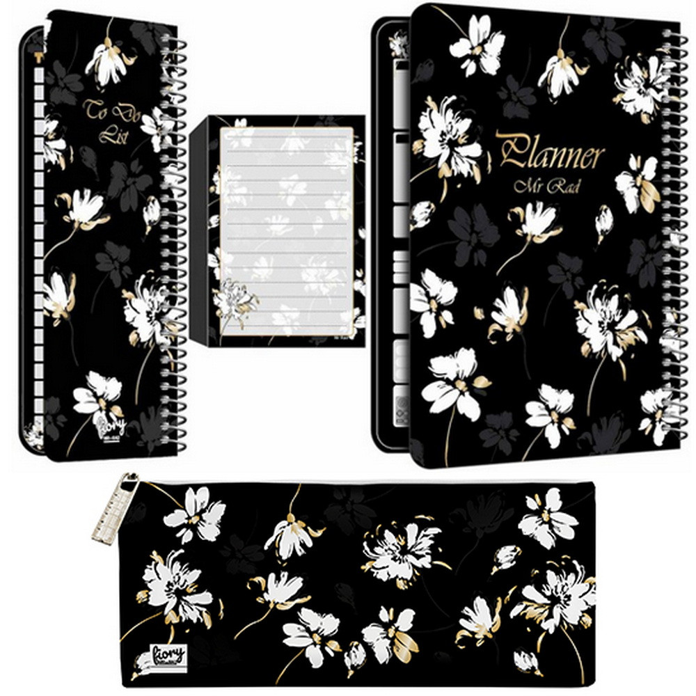 دفتر برنامه ریزی مستر راد مدل گل آرزوها کد fiory 2068 به همراه جامدادی مجموعه 4 عددی