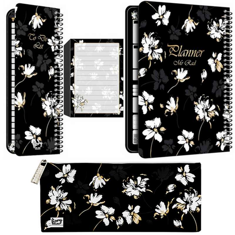 دفتر برنامه ریزی مستر راد مدل گل آرزوها کد fiory 2068 به همراه جامدادی مجموعه 4 عددی