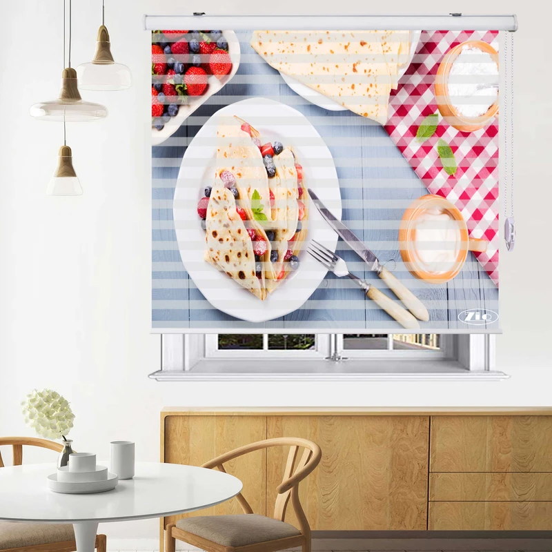  پرده زبرا زیو طرح صبحانه B3 سایز 250x280 سانتی متر