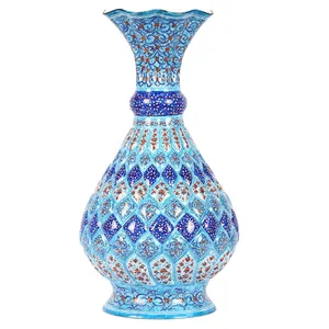 گلدان مسی میناکاری گالری گوهران مدل قلم زنی - 1103