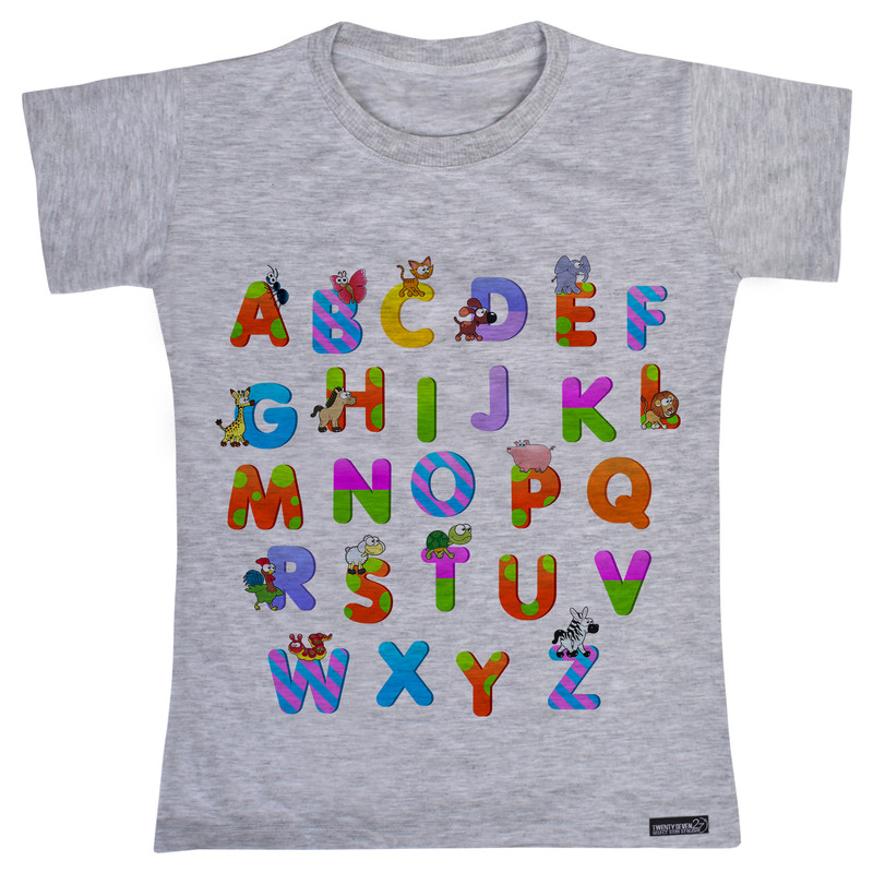 تی شرت آستین کوتاه دخترانه 27 مدل Animals English Alphabet کد MH801