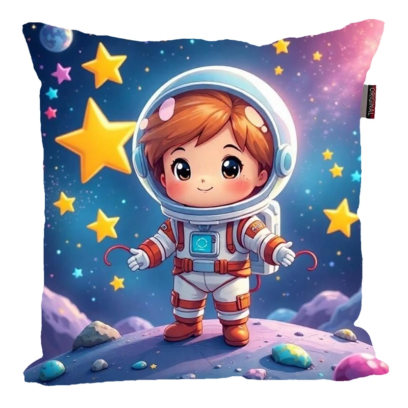 کوسن پاد آفرین مدل فضانورد سیاره منظومه شمسی موشک آدم فضایی کد PK301534 سایز 30*30 سانتی متر