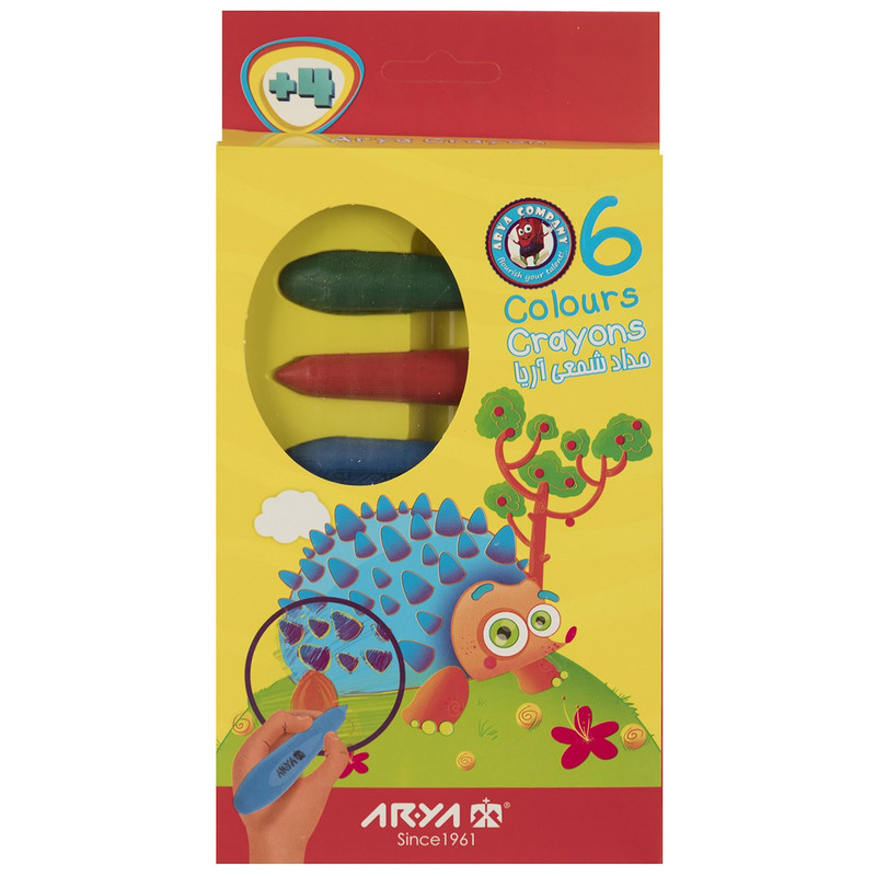 مداد شمعی 6 رنگ آریا مدل 2051