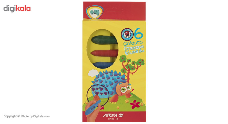 مداد شمعی 6 رنگ آریا مدل 2051