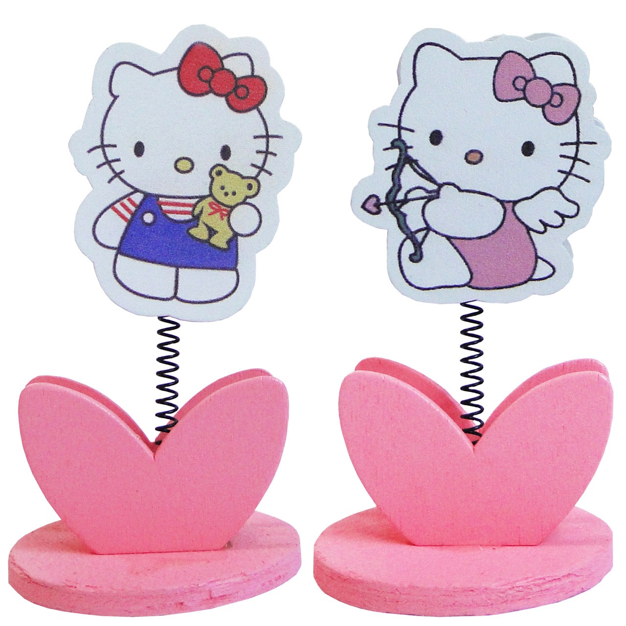 پایه نگهدارنده عکس مدل Hello Kitty بسته 2 عددی به همراه 2 عدد قلب چوبی 