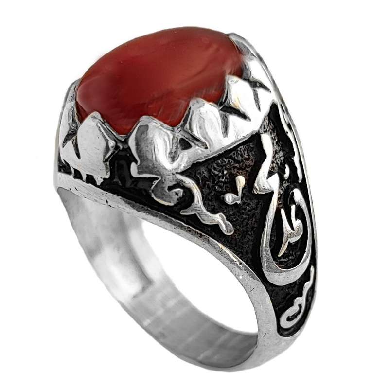 انگشتر نقره مردانه مدل عقیق یمنی MY1017