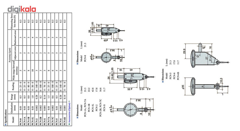 ساعت اندیکاتور پیکاک کد PCN1B گستره 0.8 -0 میلیمتر