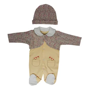 ست سرهمی و کلاه نوزادی مدل گل کد limo349