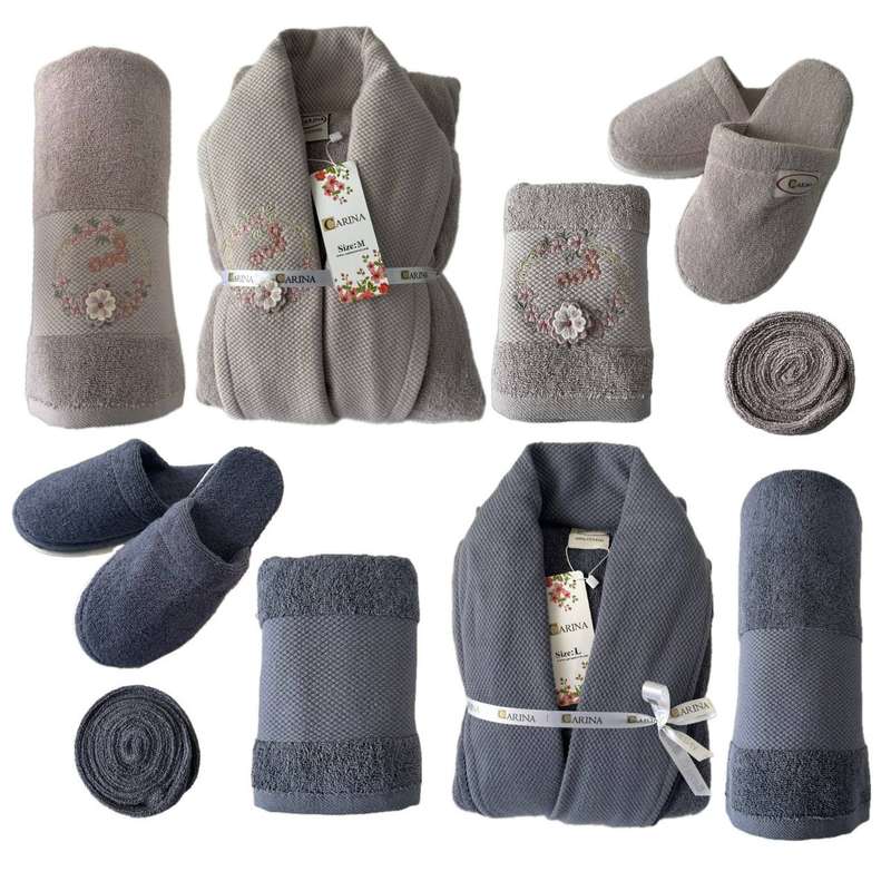 سرویس حوله پالتویی 8 تکه کارینا مدل لوتدن کد 01