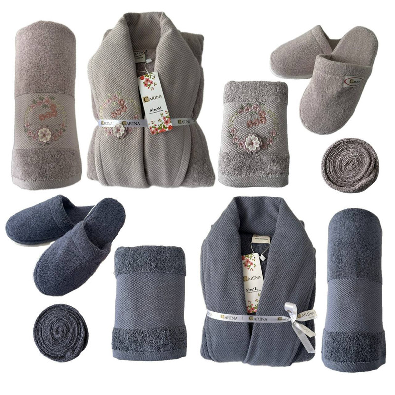 سرویس حوله پالتویی 8 تکه کارینا مدل لوتدن کد 01