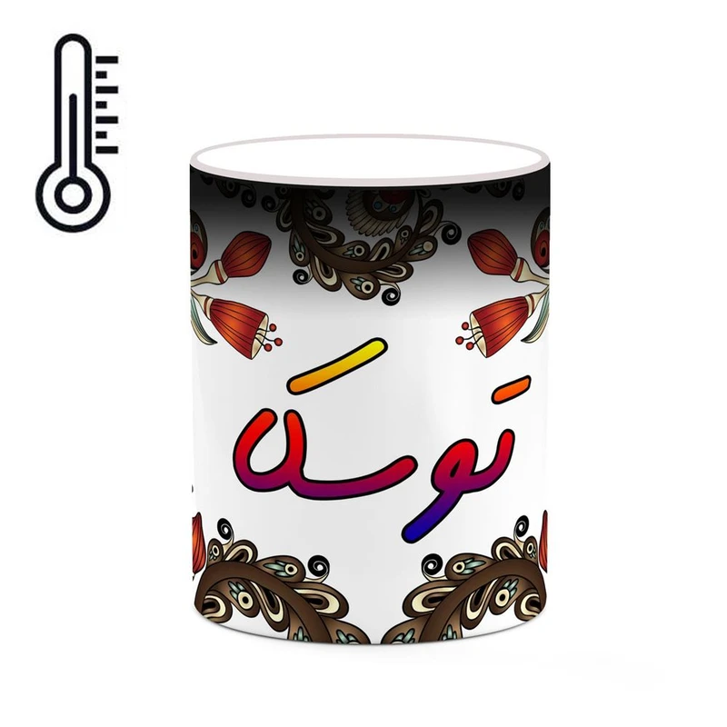 ماگ حرارتی کاکتی مدل اسم توسکا طرح سنتی گل و بته کد mgh44596
