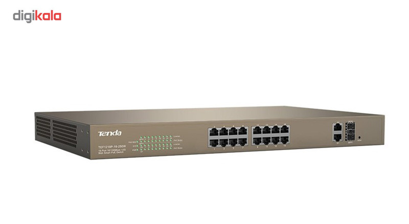 سوییچ 16 پورت 10/100 Mbps تندا مدل TEF1218P-16-250W 2