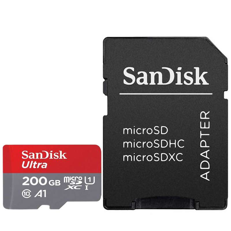 کارت حافظه microSDXC سن دیسک مدل Ultra کلاس 10 و A1 استاندارد UHS-I U1 سرعت 100MBps 667X همراه با آداپتور SD ظرفیت 200 گیگابایت کارت حافظه microSDXC سن دیسک مدل Ultra کلاس 10 و A1 استاندارد UHS-I U1 سرعت 100MBps 667X همراه با آداپتور SD ظرفیت 200 گیگابایت