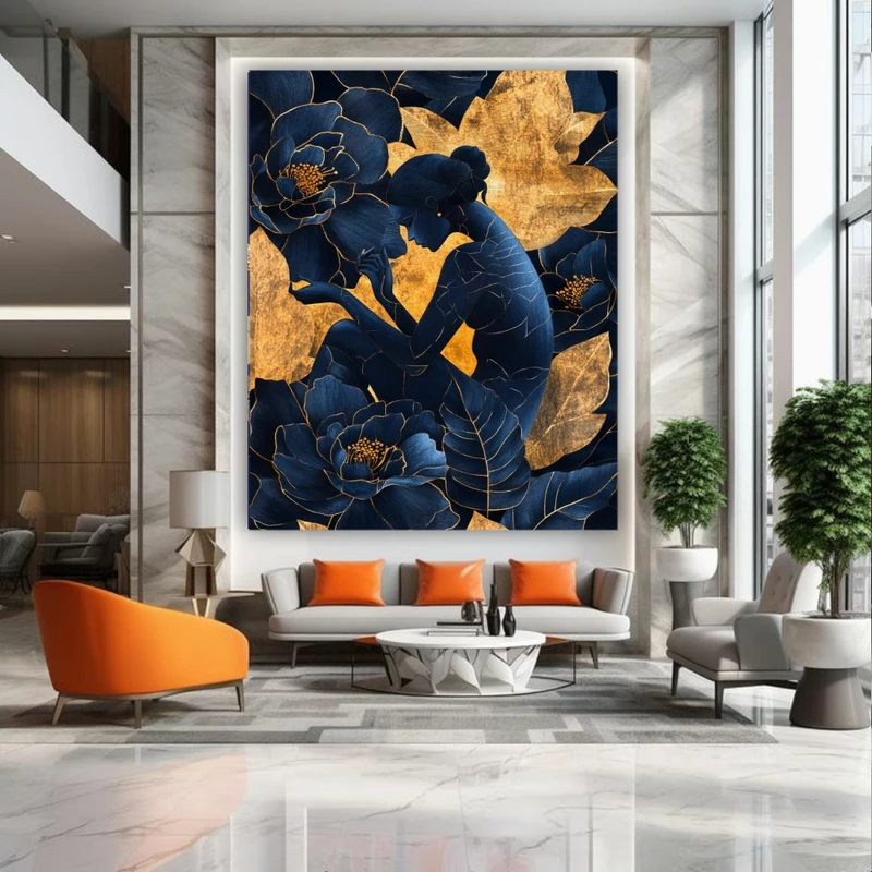 پوستر طرح بانوی آرام مدل برگ طلایی کد BK24879