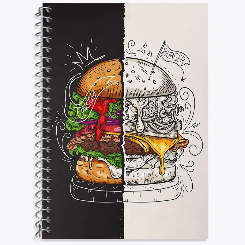 دفتر زبان 50 برگ خندالو مدل سه خط طرح فست فود کد 31058