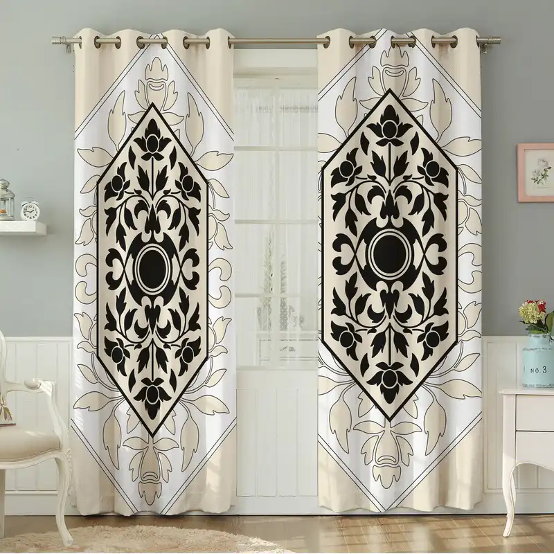 پرده نیروانا طرح سنتی مدل مخمل کد 8955 سایز 140×280 سانتی متر