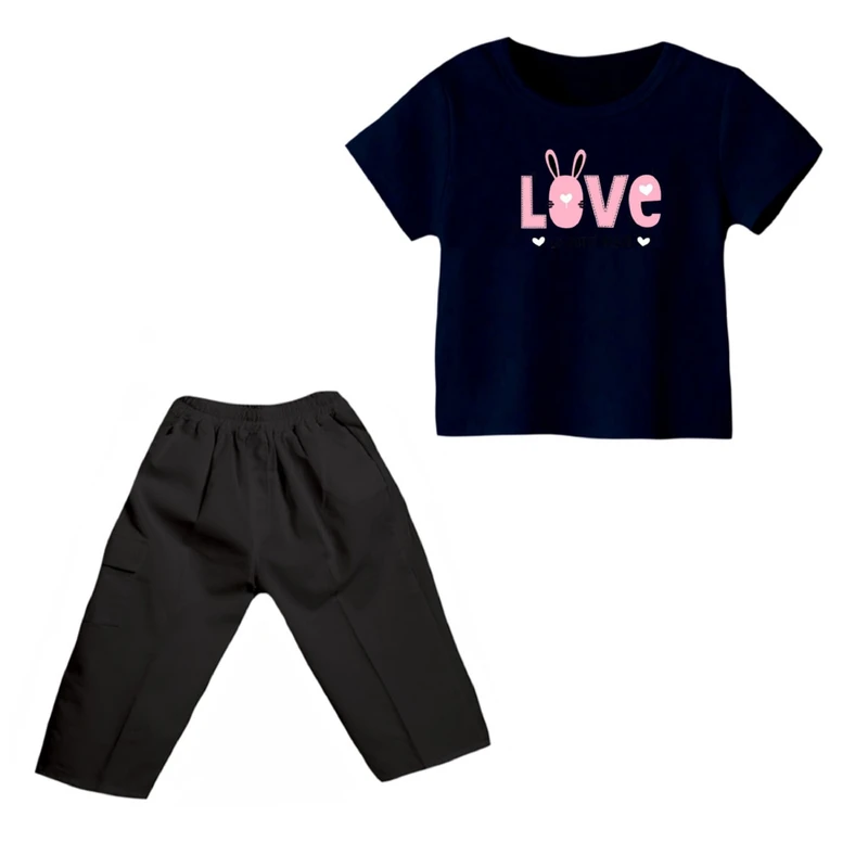 ست تی شرت و شلوارک دخترانه مدل خرگوش کد ۱۴