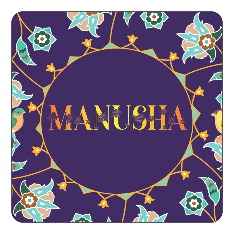 مگنت کاکتی طرح اسم مانوشا manusha مدل گل و بلبل کد mg15134