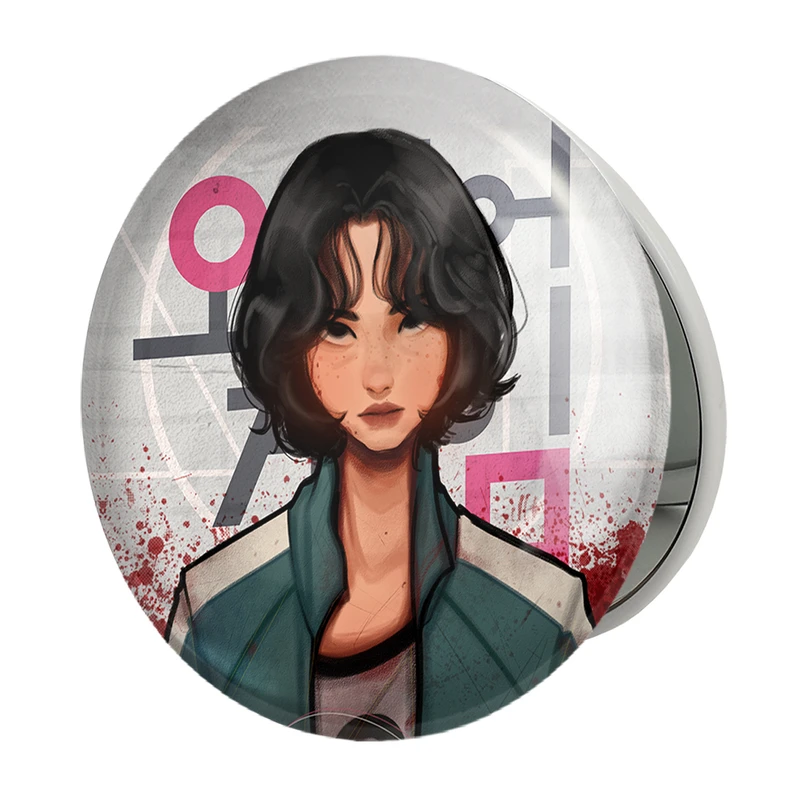 آینه جیبی خندالو طرح کانگ سه بیوک بازی مرکب Squid Game مدل تاشو کد 10830 