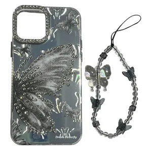 کاور مدل پروانه ای مناسب برای گوشی موبایل اپل IPHONE 13 pro به همراه بند آویز