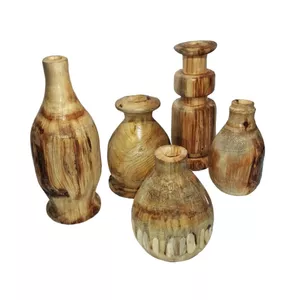 گلدان چوبی مدل دست ساز مجموعه 5 عددی